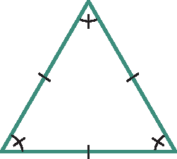 Ilustração. Triângulo com lados e ângulos iguais