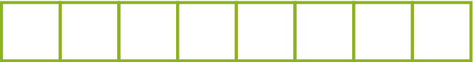 Ilustração. Fileira horizontal com 8 quadradinhos.