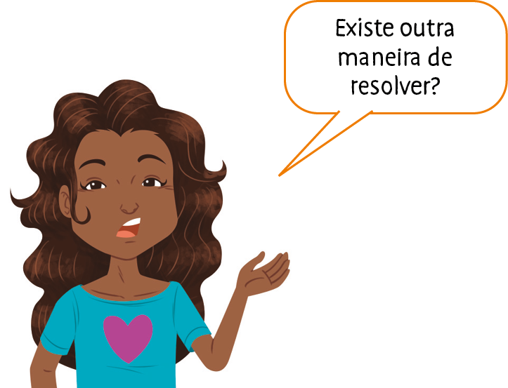 Ilustração, Menina negra de cabelo castanho comprido, camiseta azul com coração roxo. Ela pergunta: Existe outra maneira de resolver?