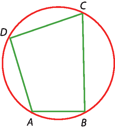 Ilustração. Quadrilátero ABCD inscrito em uma circunferência.