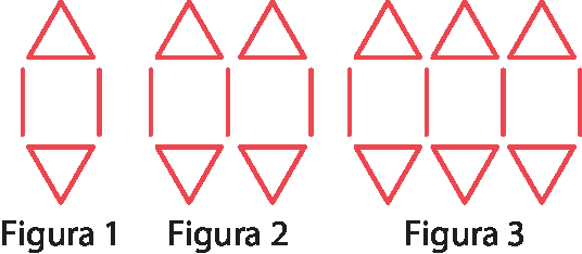 Ilustração. Figura 1. Quadrado com um triângulo equilátero cuja base é o lado de cima do quadrado e o vértice oposto à base está para cima e um triângulo equilátero cuja base é o lado debaixo do quadrado, e o vértice oposto a base está para baixo. Figura 2: É a figura 1 reproduzida duas vezes, uma ao lado da outra, com um lado do quadrado em comum. Figura 3. É a figura 1 reproduzida três vezes, uma tangente a outra pelo lado do quadrado.