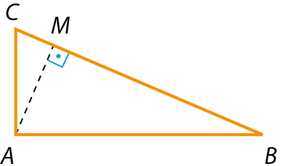 Ilustração. Triângulo ABC com segmento de reta de A até lado BC, no ponto M.