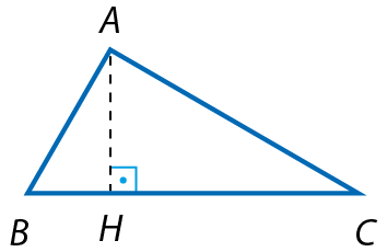 Ilustração. Triângulo ABC com segmento de reta de A até lado BC, no ponto H.
