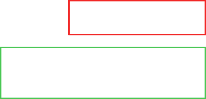 Ilustração. Dois retângulos, um vermelho e abaixo outro de cor verde e tamanho maior.