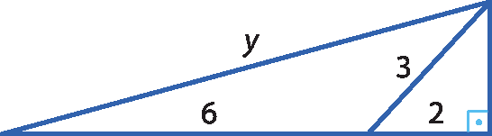 Ilustração. Dois triângulos, lado a lado. Triângulo formado à esquerda tem medidas 6, y e 3. No triângulo à direita, medidas 3 e 2.
