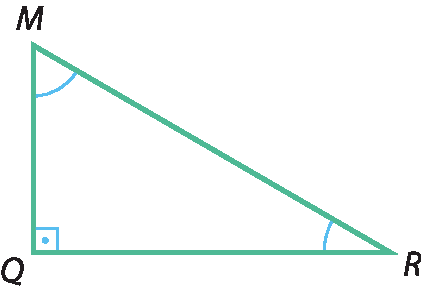 Ilustração. Triângulo MQR, com ângulo reto em Q.