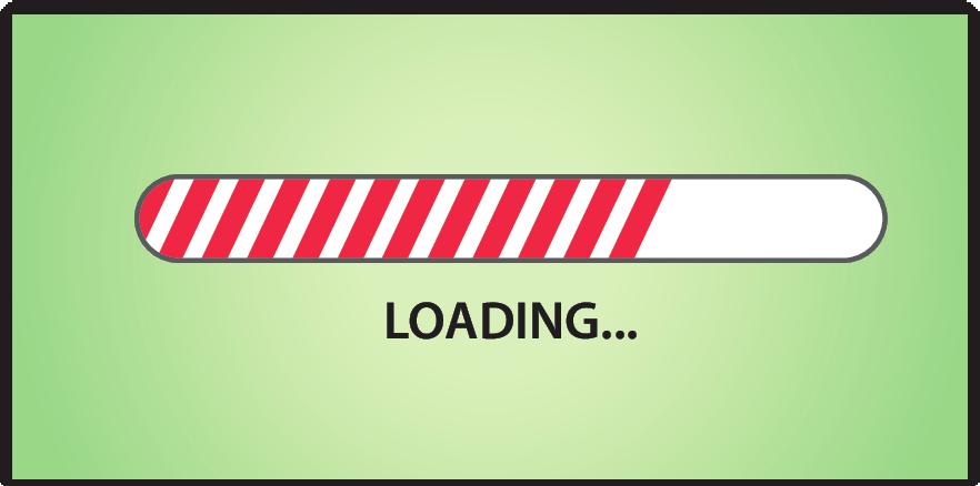 Ilustração. Uma barra branca com linhas vermelhas até dois terços de seu comprimento. Abaixo, a informação: LOADING...