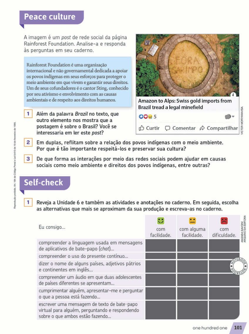 Miniatura da página das seções Peace Culture e Self-check.