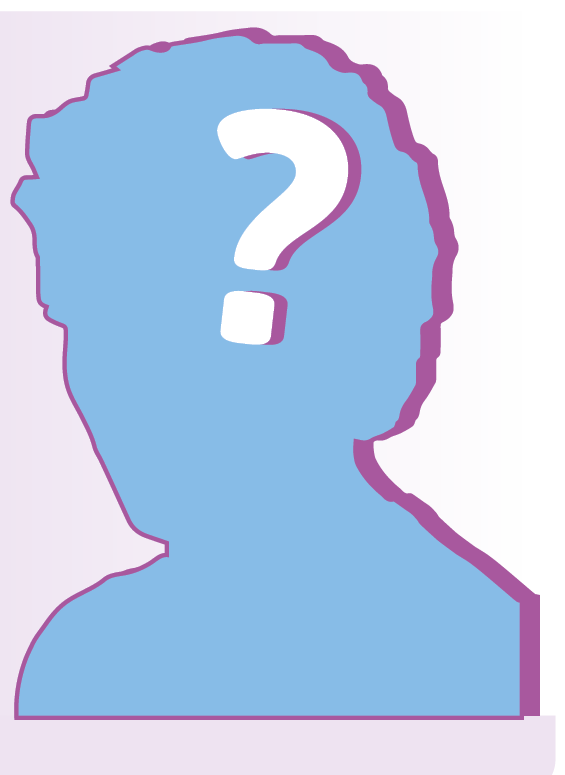 Ilustração. Uma silhueta humana azul com um ponto de interrogação dentro da região da cabeça.