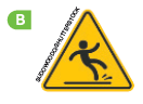 IMAGEM: símbolo com ilustração de uma pessoa escorregando em um chão molhado. FIM DA IMAGEM.