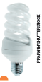IMAGEM: uma lâmpada fluorescente feita de vidro leitoso em formato espiral. a parte de baixo é de plástico e está encaixada em uma rosca de metal. FIM DA IMAGEM.