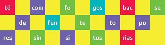 IMAGEM: retângulo dividido em vários quadrados pequenos contendo sílabas. peça a ajuda de seu professor. FIM DA IMAGEM.