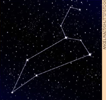 IMAGEM: esquema ligando as estrelas da constelação de leão. FIM DA IMAGEM.
