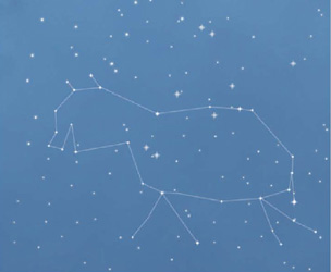 IMAGEM: esquema ligando as estrelas de uma constelação, formando uma imagem parecida com um animal de quatro patas. FIM DA IMAGEM.