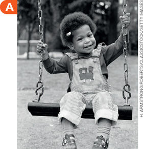 IMAGEM: a. fotografia em preto e branco, tirada em 1975, mostra uma criança pequena em um balanço. FIM DA IMAGEM.