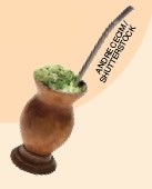 IMAGEM: vaso de chimarrão, feito de cabaça, com a erva-mate dentro e o canudo de metal, por onde se bebe o chimarrão. FIM DA IMAGEM.