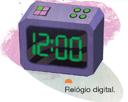 IMAGEM: relógio digital com alguns botões na parte de cima. o visor indica 12 horas. FIM DA IMAGEM.