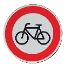 IMAGEM: placa circular com o desenho de uma bicicleta. FIM DA IMAGEM.
