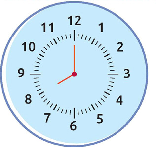 IMAGEM: reprodução de um relógio. o ponteiro menor aponta para o número 8 e o maior para o número 12. FIM DA IMAGEM.