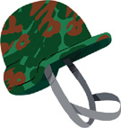 IMAGEM: capacete de um soldado. FIM DA IMAGEM.