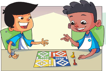 IMAGEM: dois meninos brincam com um jogo de tabuleiro. FIM DA IMAGEM.