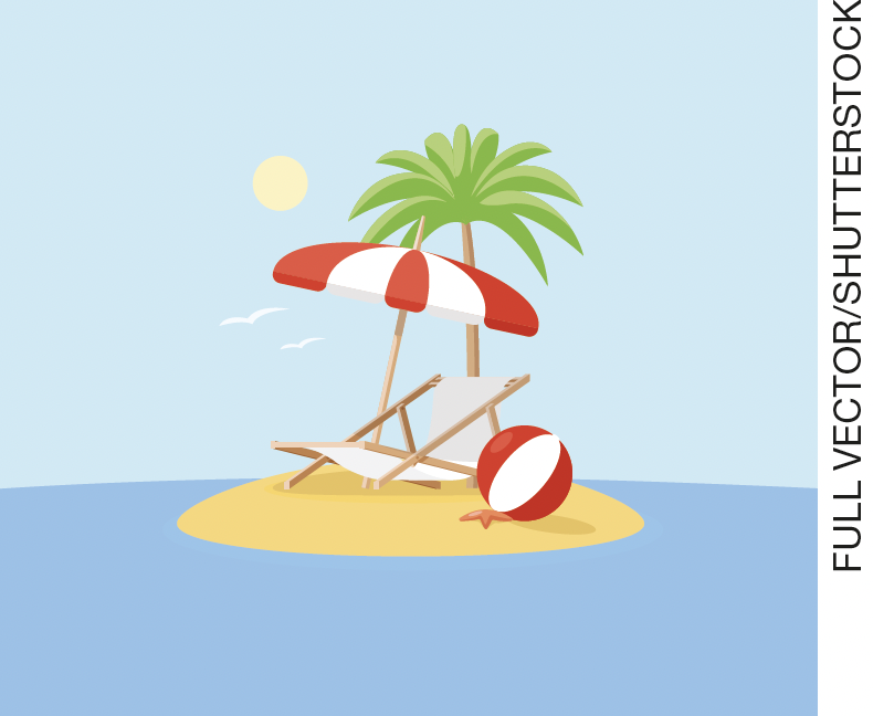 IMAGEM: a - uma ilha com uma cadeira de praia, uma barraca e um coqueiro. FIM DA IMAGEM.