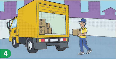 IMAGEM: 4. um entregador coloca caixas em um caminhão. FIM DA IMAGEM.