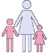 IMAGEM: ano 2000: desenho estilizado de uma mulher com duas crianças. FIM DA IMAGEM.