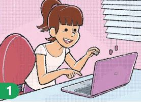 IMAGEM: 1. uma mulher entusiasmada digita no teclado de um noltebuk. FIM DA IMAGEM.