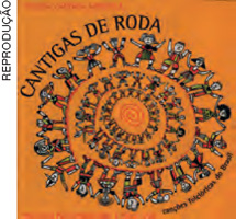 IMAGEM: reprodução da capa do cd cantigas de roda. nela está ilustrado um grupo de crianças de mãos dadas em espiral. FIM DA IMAGEM.
