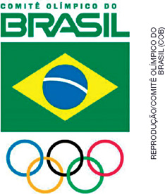 IMAGEM: logotipo do comitê olímpico brasileiro. sobre a bandeira do brasil, está escrito comitê olímpico do brasil, e abaixo dela, estão os anéis olímpicos. FIM DA IMAGEM.