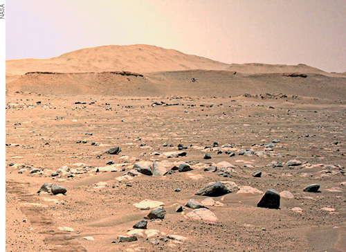 IMAGEM: superfície do planeta marte. o solo apresenta rochas e uma aparência seca. FIM DA IMAGEM.