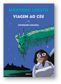 Imagem: Capa de livro. Na parte superior, o título e na parte inferior, ilustração de uma criança com os olhos arregalados e atrás dela há um dragão verde.  Fim da imagem.