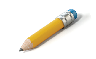 Imagem: Ilustração. Lápis amarelo com borracha azul acoplada por um ferro. Fim da imagem.