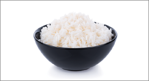 Imagem: Fotografia. Pote com arroz. Fim da imagem.