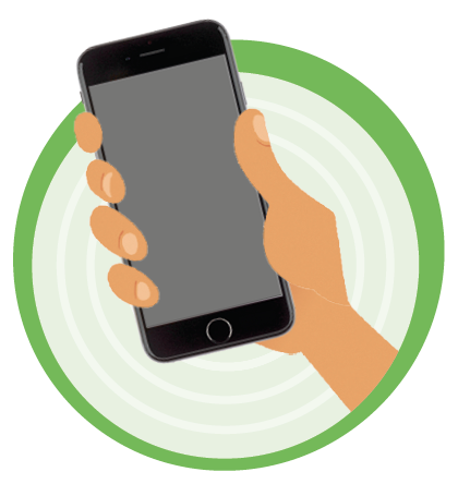 Imagem: Ilustração de celular com visor largo sem números indicando telefone celular atual. Esses aparelhos, além de fazer e receber ligações, são usados para navegar na internet, acessar aplicativos, entre outras utilidades. Fim da imagem.