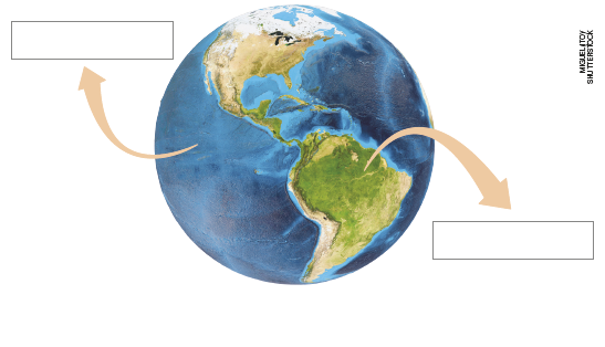 Imagem: Ilustração. Globo terrestre com setas saindo de área verde da terra e seta da área azul do mapa. Fim da imagem.