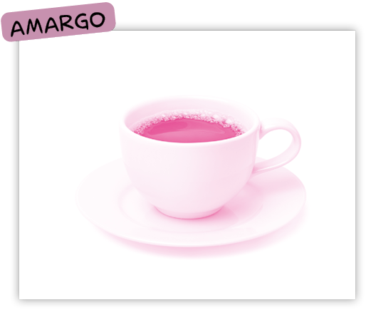 Imagem: Quadro com a inscrição AMARGO: Fotografia. Xícara de café. Fim da imagem.