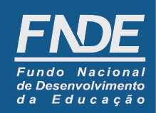 Imagem: Logotipo héfi-hêni-dê-eh. Na parte superior, a sigla héfi-hêni-dê-eh. Em seguida, um traço e o nome: Fundo Nacional de Desenvolvimento da Educação. Fim da imagem.