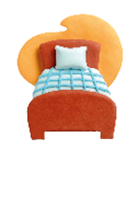 Imagem: Ilustração. Uma cama com lençol xadrez e um travesseiro branco em cima.  Fim da imagem.