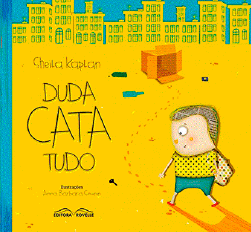 Imagem: Capa de livro. À esquerda, o título e à direita, ilustração de um menino andando e olhando para baixo. Em volta dele há lixo espalhado no chão e ao fundo, prédios.  Fim da imagem.