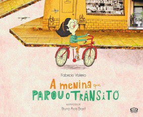 Imagem: Capa de livro. Na parte inferior, o título e na parte superior, ilustração de uma menina sorrindo e andando de bicicleta.  Fim da imagem.