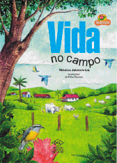 Imagem: Capa de livro. Na parte superior, o título e na parte inferior, ilustração de uma fazenda com animais e plantas. Fim da imagem.