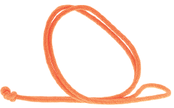 Imagem: Fotografia. Uma corda laranja.  Fim da imagem.