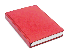 Imagem: Fotografia. Um livro vermelho.   Fim da imagem.