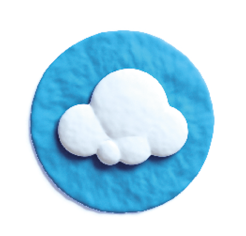 Imagem: Ilustração. Uma fileira de fotografias e uma de palavras para serem ligadas. Primeira coluna: um círculo azul com uma nuvem dentro;  Fim da imagem.