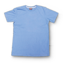 Imagem: uma camiseta azul,  Fim da imagem.