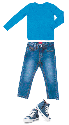 Imagem: conjunto 2, com calça, camiseta e tênis;  Fim da imagem.