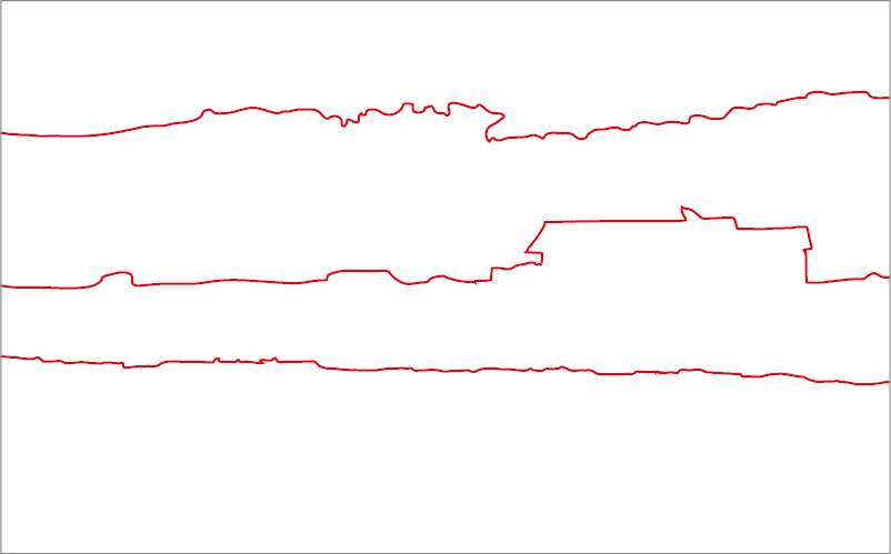Imagem: Ilustração. Três linhas vermelhas próximas a horizontal. Fim da imagem.