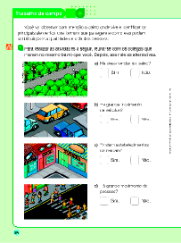 Imagem: Ilustração. Exemplifica como será a seção Trabalho de campo. Página composta por textos e imagens. Fim da imagem.